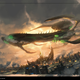 And here’s a piece of background art from the short, showing a Zerg ship done again in an anime style.